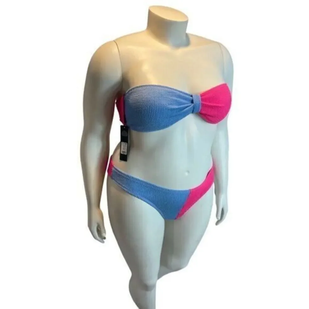 Addy Bandeau 2 Piece Bikini Size L Pink and Blue‎
